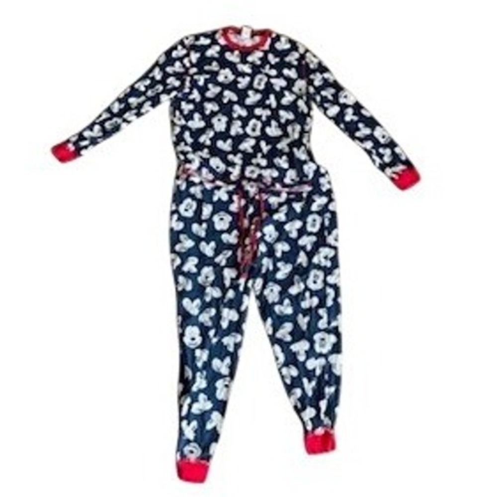 Disney Mickey Mouse Two Piece Pajama Union Suit Navy Blue Cotton Mens‎ Large L